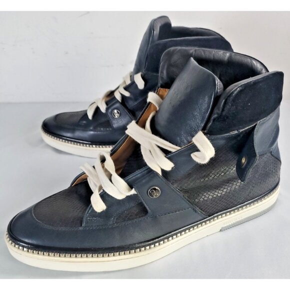 Jimmy Choo Barlowe Leather Blue High-top Sneakers Men Size 45 US 11.5
